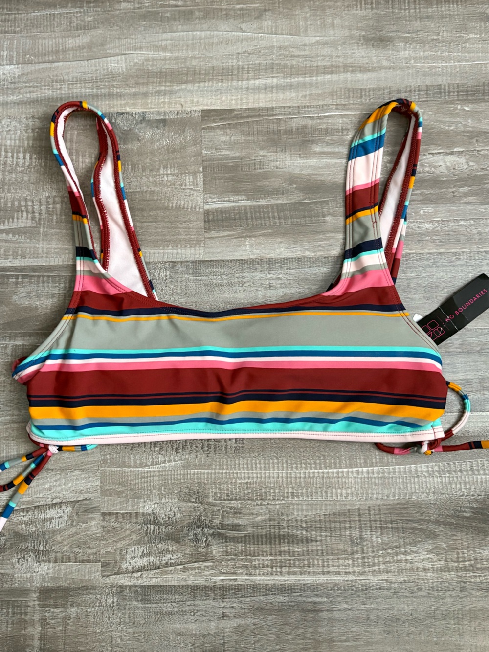 No Boundaries Striped Bikini Top - Teal, Pink, Mustard, Maroon, White